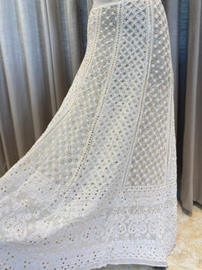Veersons Chikankari Hand-Embroidered Lehenga Skirt(Unstitched) with Moquish work - Veersons-Chikankari Studio