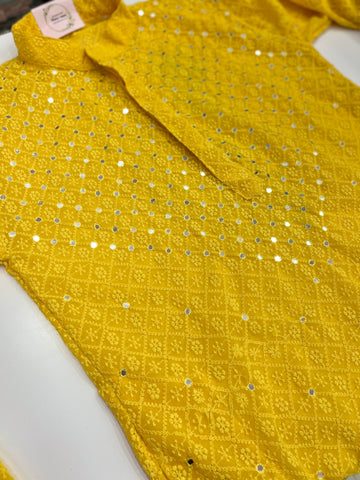 Veersons Chikankari Mirror Work Haquoba Lucknowi Gents Kurta