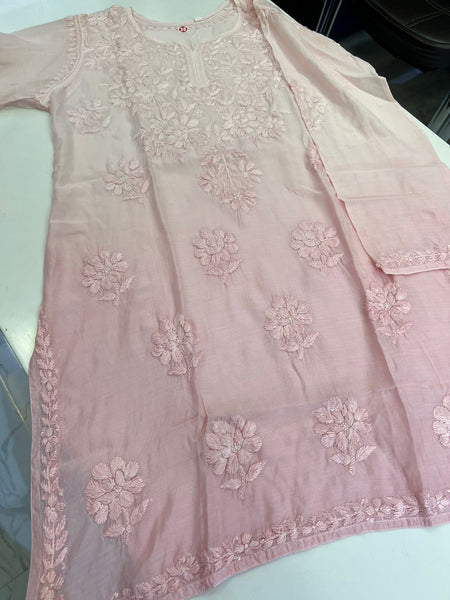 Veersons Chikankari Hand-Embroidered Muslin Ombre Women Short Top