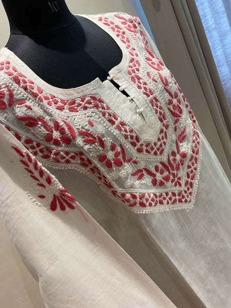 Veersons Chikankari Hand-Embroidered Cotton Kurta - Veersons-Chikankari Studio
