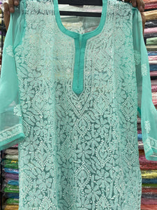 Veersons Chikankari Hand-Embroidered Kurta with Resham Thread-Work - Veersons-Chikankari Studio
