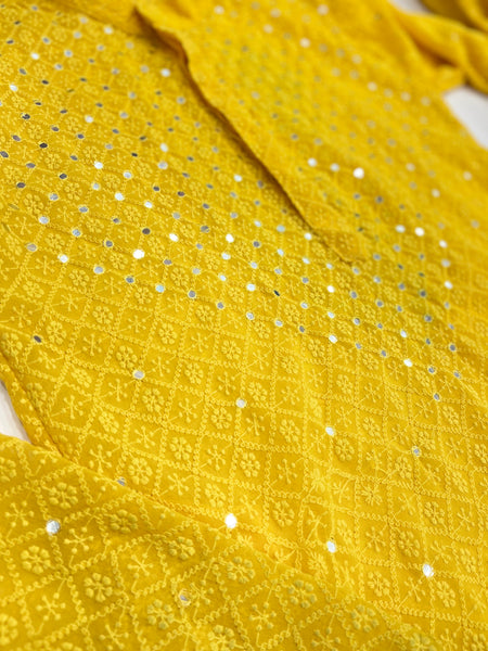 Veersons Chikankari Mirror Work Haquoba Lucknowi Gents Kurta