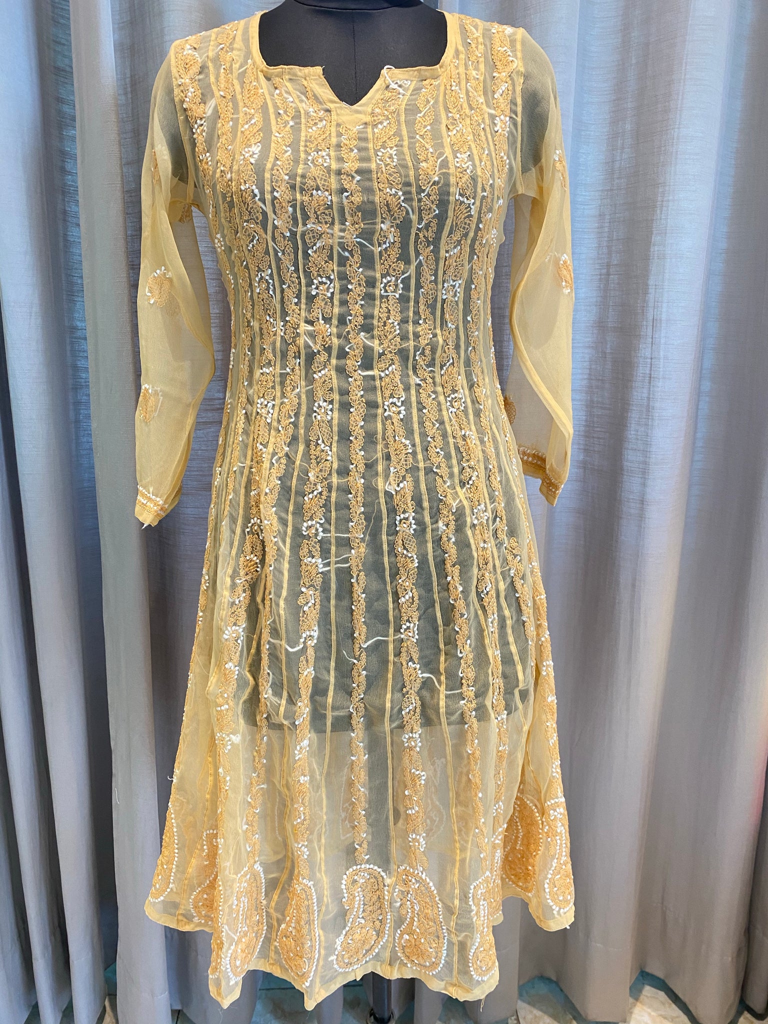 Veersons Chikankari Faux Georgette Anarakli in Size S