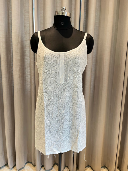 Veersons Chikankari Viscose Georgette spaghetti short Top