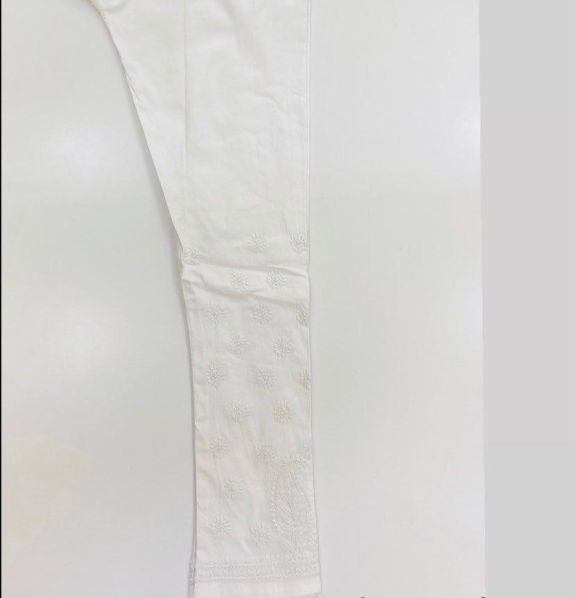 Veersons Chikankari Hand-Embroidered Legging Pants