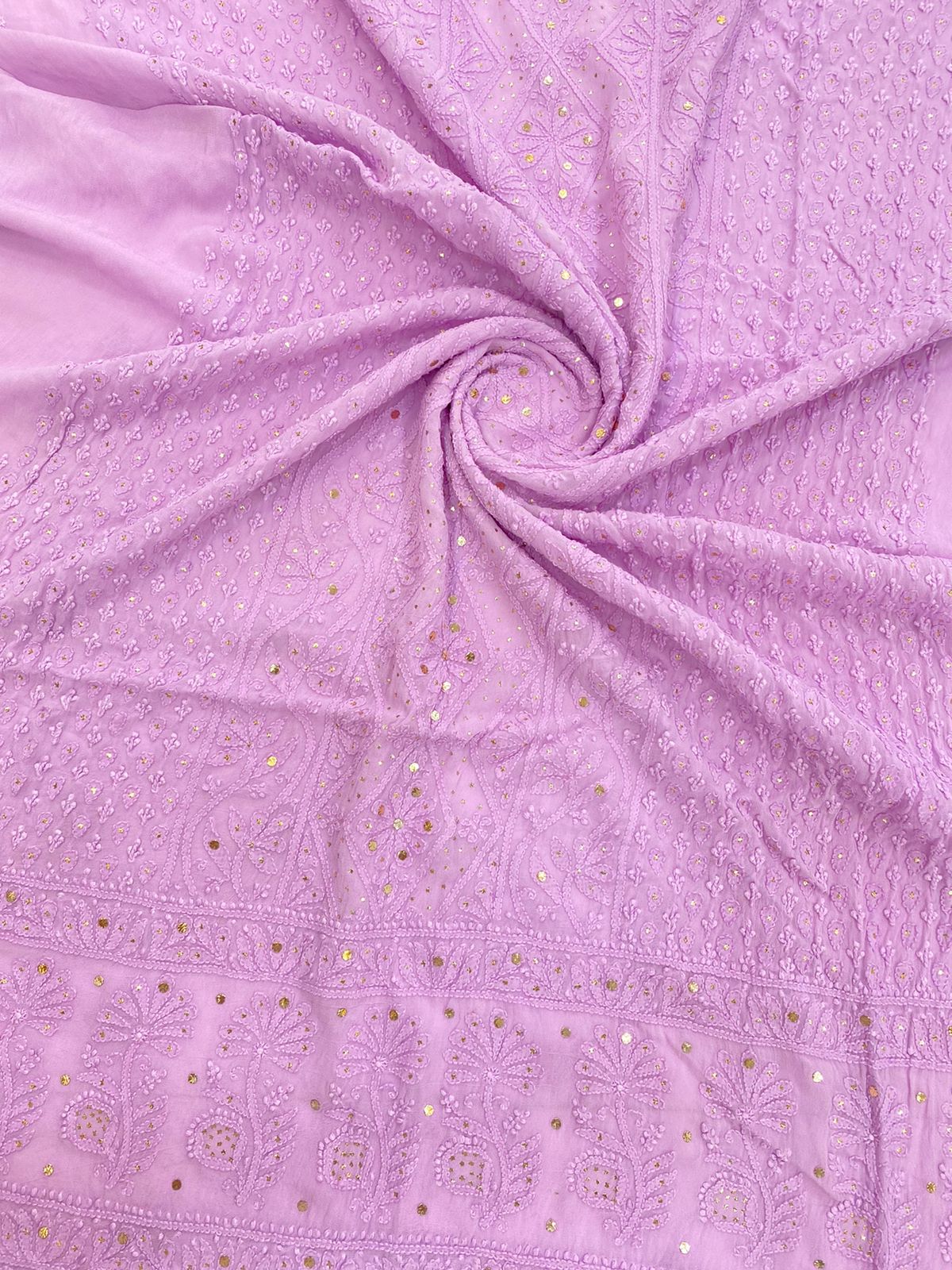Veersons Chikankari Hand-Embroidered Viscose Georgette Lucknowi Chikankari Kurti Fabric