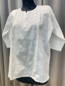 Veersons Chikankari Cotton Short Top Lucknowi Chikankari