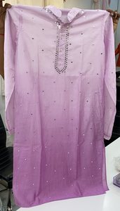 Veersons Chikankari Pure Chanderi Gents Kurta Pyjama Ombré Mirror work - Veersons-Chikankari Studio