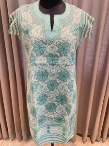 Veersons Chikankari Blue Cotton Kurti - Veersons-Chikankari Studio