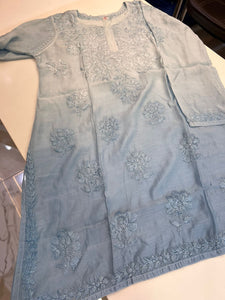 Veersons Chikankari Hand-Embroidered Muslin Ombre Women Short Top