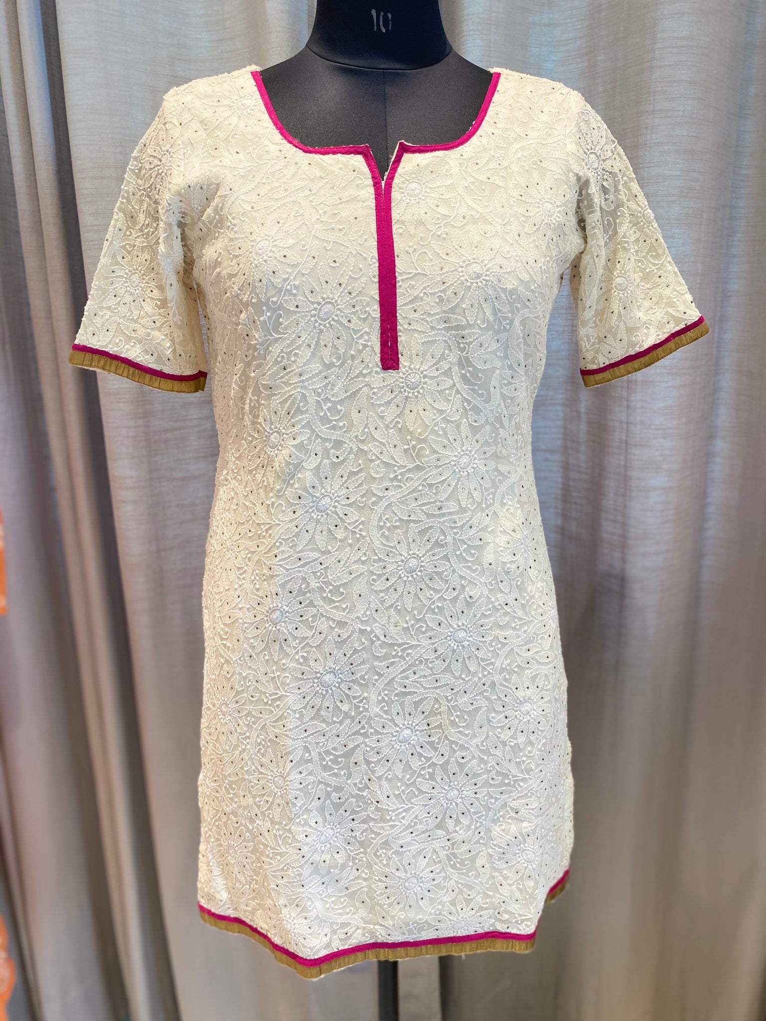 Veersons Chikankari Pure Georgette with Moquish Work Lucknowi Kurti