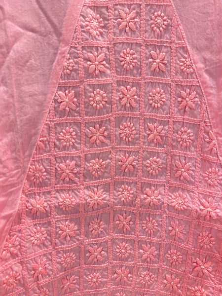Veersons Chikankari Pure Cotton Pink Kaftan Ponchu Lucknowi Chikankari Short Top