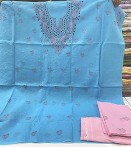 Veersons Chikankari Unstitched Cotton Unstitched Fabric Lucknowi Chikankari - Veersons-Chikankari Studio