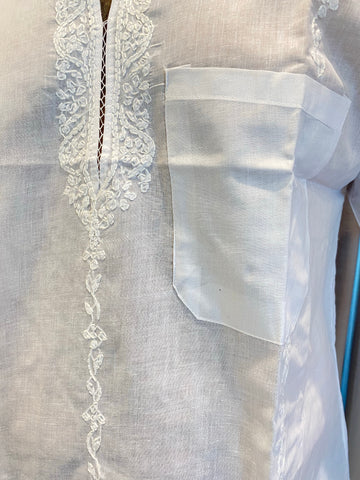 Veersons Chikankari Pure Cotton Men’s Short Lucknowi Chikan Kurta