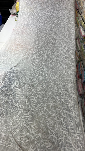 Veersons Chikankari Pure Kota Doria Tepchi Dupatta (Dyeable)