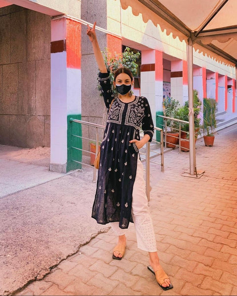 Veersons Chikan Kurti with Pockets