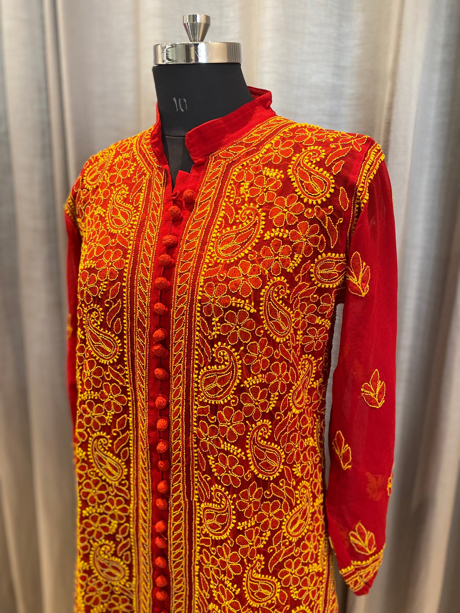 Veersons Chikankari Hand-Embroidered Full Jaal Front Back Lucknowi Chikankari Kurti