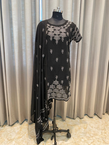 Veersons Chikankari Semi Georgette Lucknowi Chikankari Full Suit Set