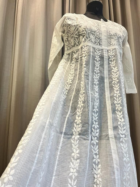 Veersons Chikankari Pure Kota Doria Lucknowi Chikan Anarkali