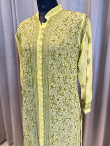 Veersons Chikankari Hand-Embroidered Georgette Front and Back Lucknowi Chikankari Kurti