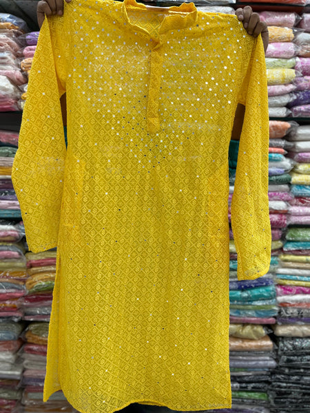 Veersons Chikankari Mirror Work Haquoba Lucknowi Gents Kurta