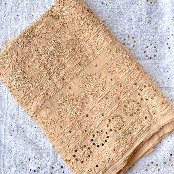 Veersons Chikankari Viscose Georgette with Moquish Work Lucknowi Chikan Unstitched Kurti