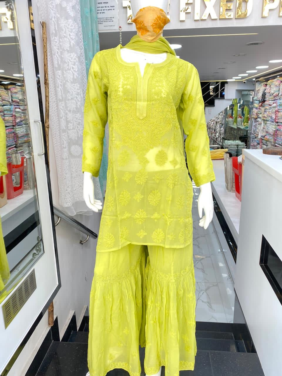 Veersons Chikankari Handembroidered Sharara Set - Veersons-Chikankari Studio