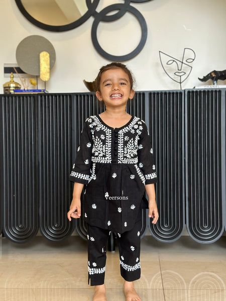 Veersons Chikankari Pure Cotton Kids Kurta and Pants Set