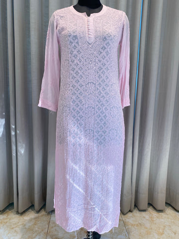 Veersons Chikankari Viscose Georgette Beautiful Lucknowi Chikankari Kurti
