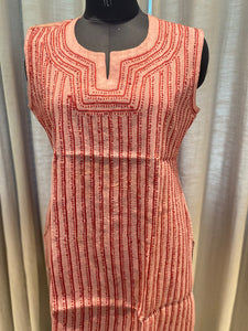 Veersons Chikankari Sleeveless Cotton Kurta - Veersons-Chikankari Studio