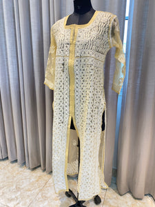 Veersons Chikankari Organza Kurti Stylish Sherwani Cut - Veersons-Chikankari Studio