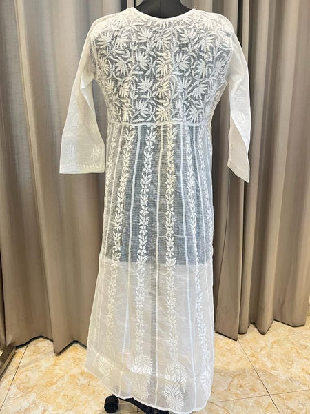Veersons Chikankari Pure Kota Doria Lucknowi Chikan Anarkali