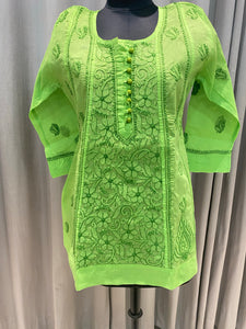 Veersons Chikankari Cotton Short Top Hamd-Embroidered Lucknowi Chikan - Veersons-Chikankari Studio