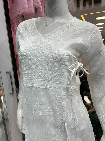 Veersons Chikankari Pure Kota Doria Lucknowi Chikankari Angrakha