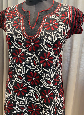 Veersons Chikankari Cotton Kurta with Double colour Threadwork - Veersons-Chikankari Studio