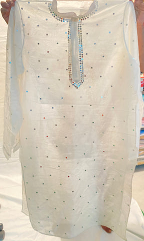 Veersons Mirror Work Chanderi Gents Kurta Set - Veersons-Chikankari Studio